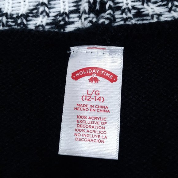 Womens Hooded Christmas Poncho L Santa Sequins Black 992 - Picture 5 of 6